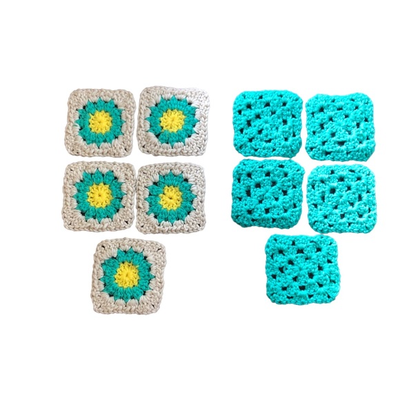 10 Handmade Granny Square Blocks for Afghans, Bags, Hats DYI PROJECTS 4”x 4” - Picture 1 of 13